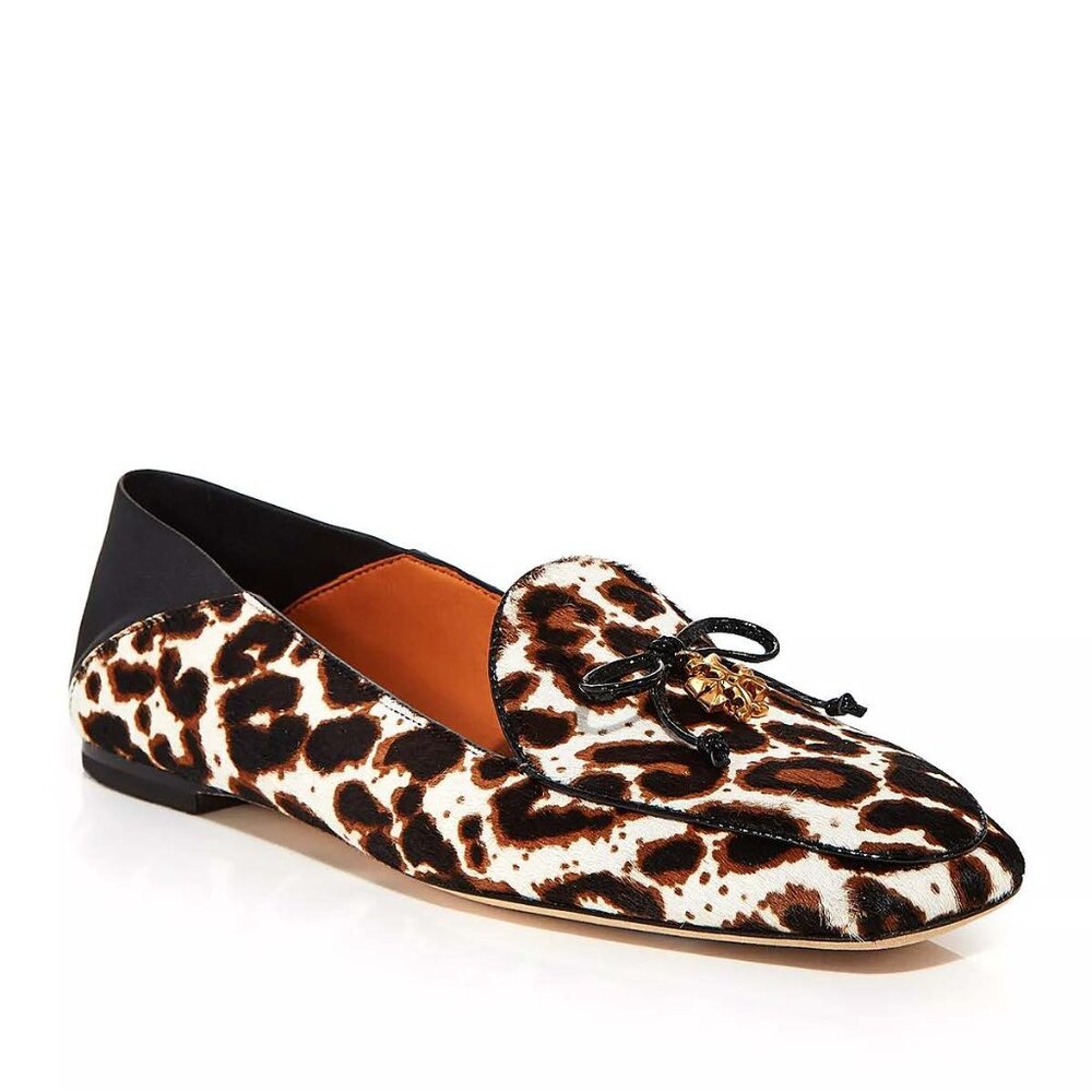 Tory Burch Size 6.5 Women's Leopard Print Calf Hair Apron Toe Loafers